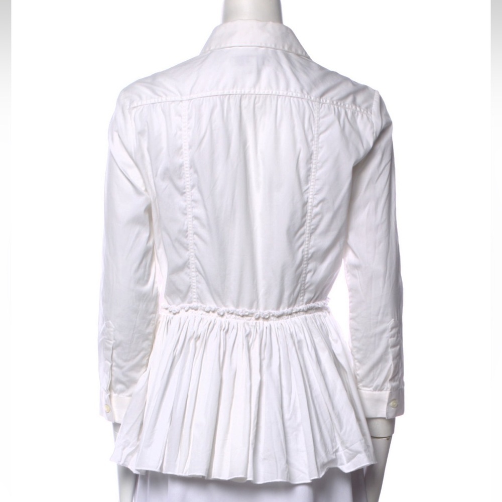 Burberry London cotton blend blouse w/gathered waist and ruffle hem, sz4, EUC - Picture 3 of 8